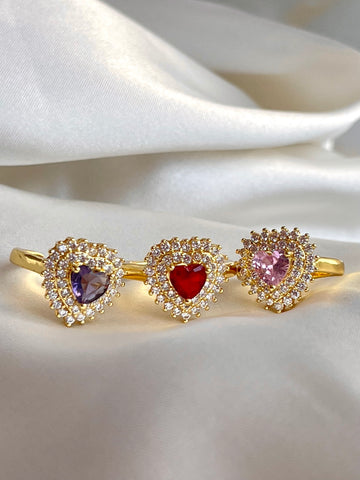 Anillo corazón con circones plateados