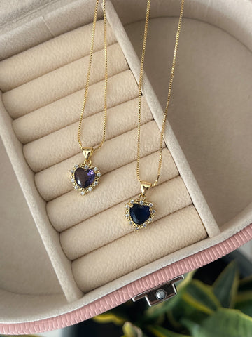 Collar Corazones Brillantes