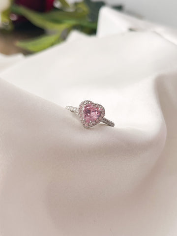 Anillo Zafiro Corazon Rosado