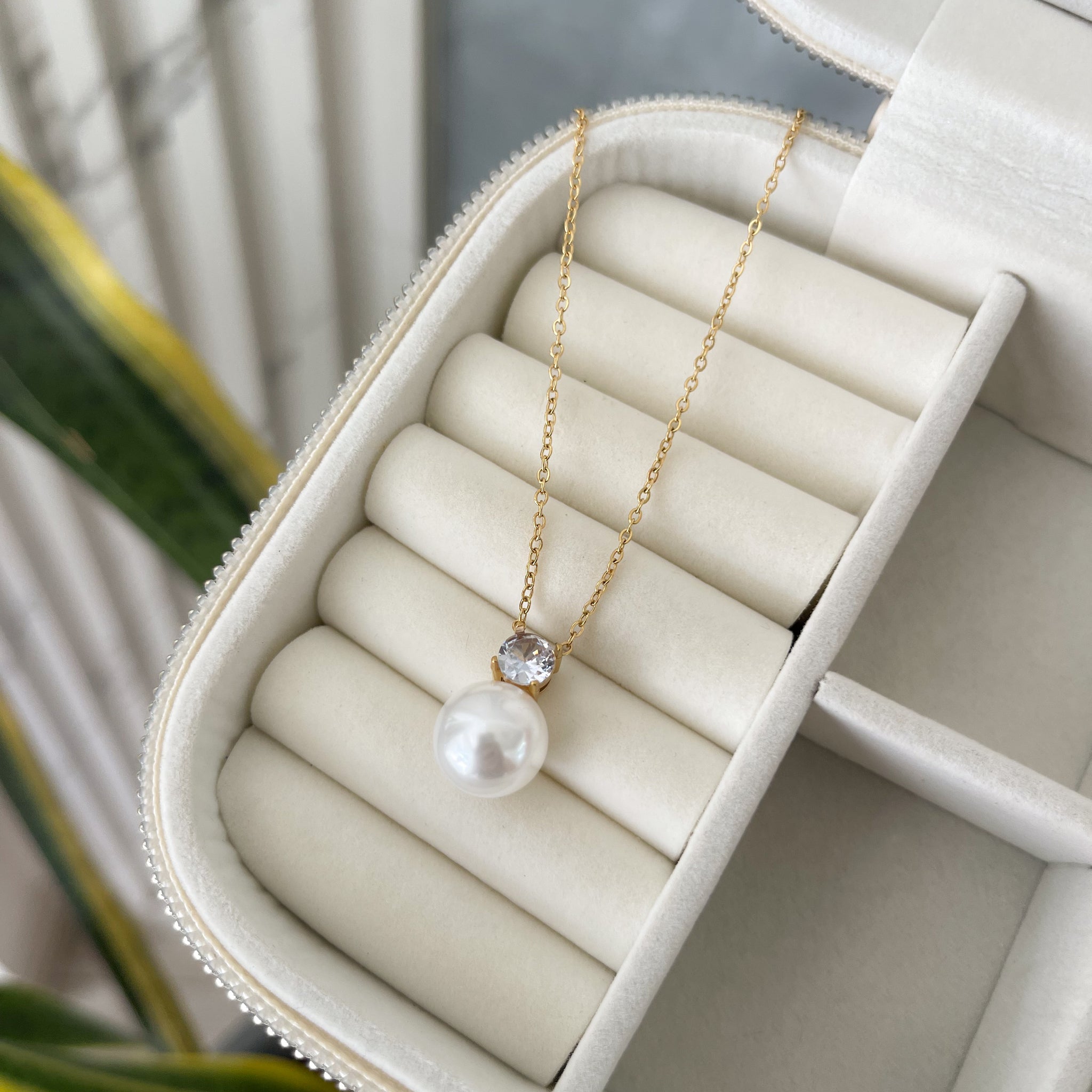 Collar Perla y Cristal