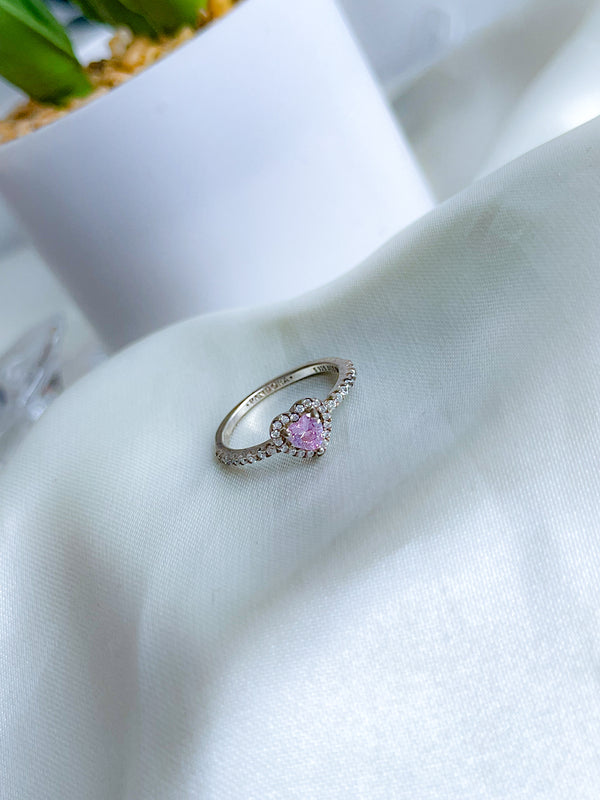 Anillo Pandora Corazón Rosa