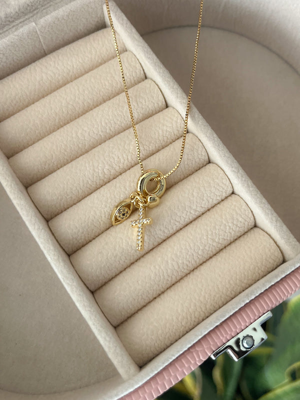 Collar Cruz y Corazón