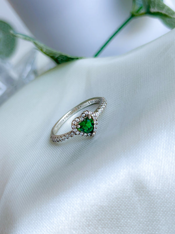 Anillo Pandora Corazón Verde