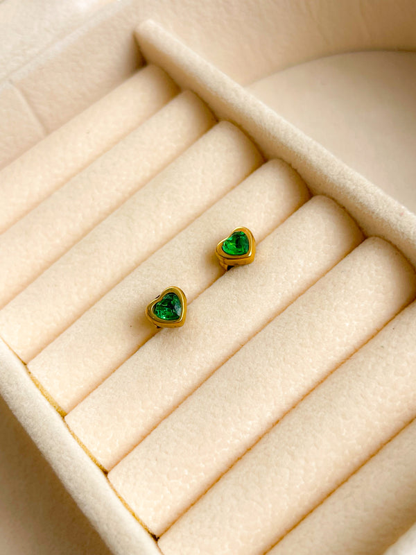 Aretes corazón verde