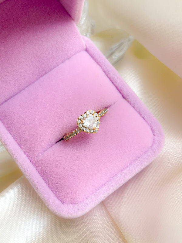 Anillo Circón de Corazón Dorado