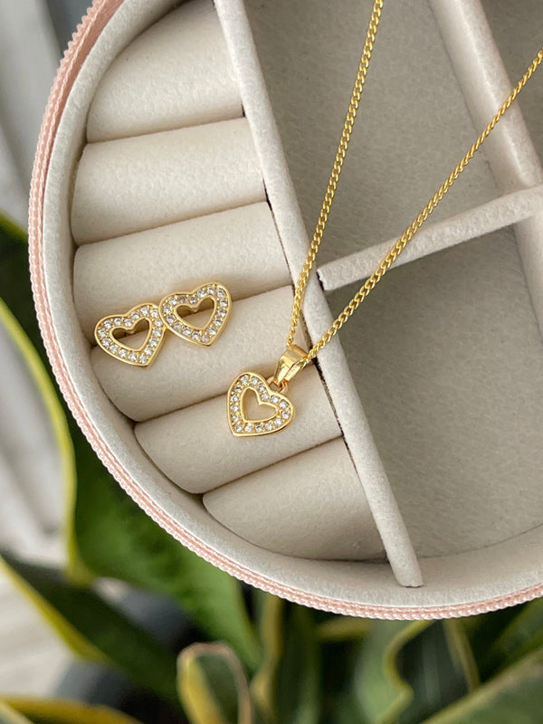 Set Corazones Oro Laminado