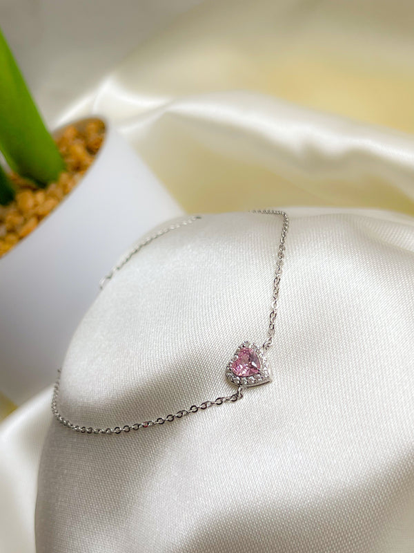 Pulsera corazón rosado