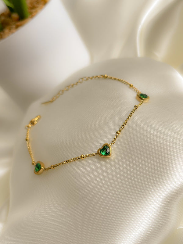 Pulsera corazones verdes