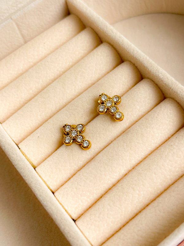 Aretes cruz con Piedrita