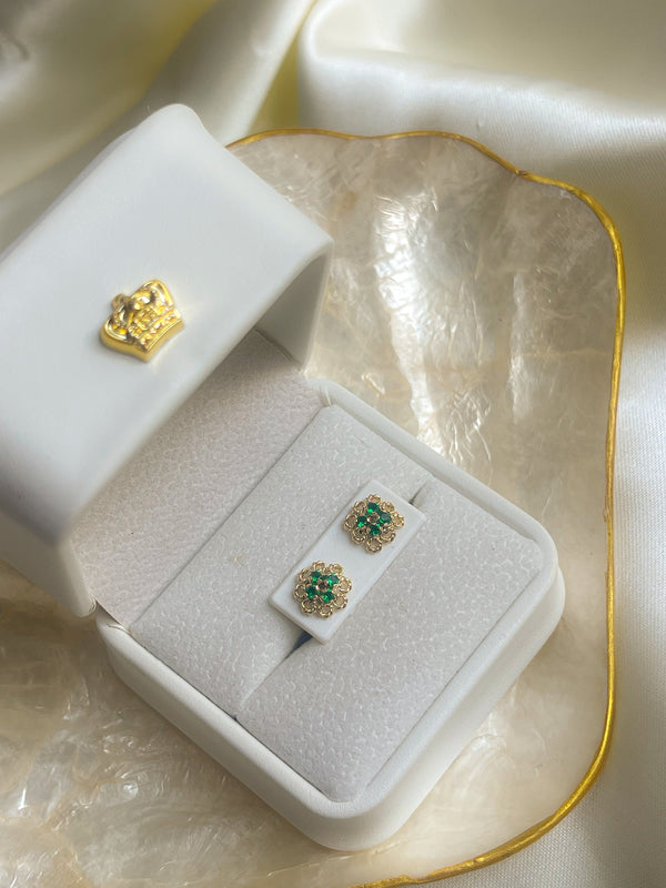 Topitos flor tejida verde