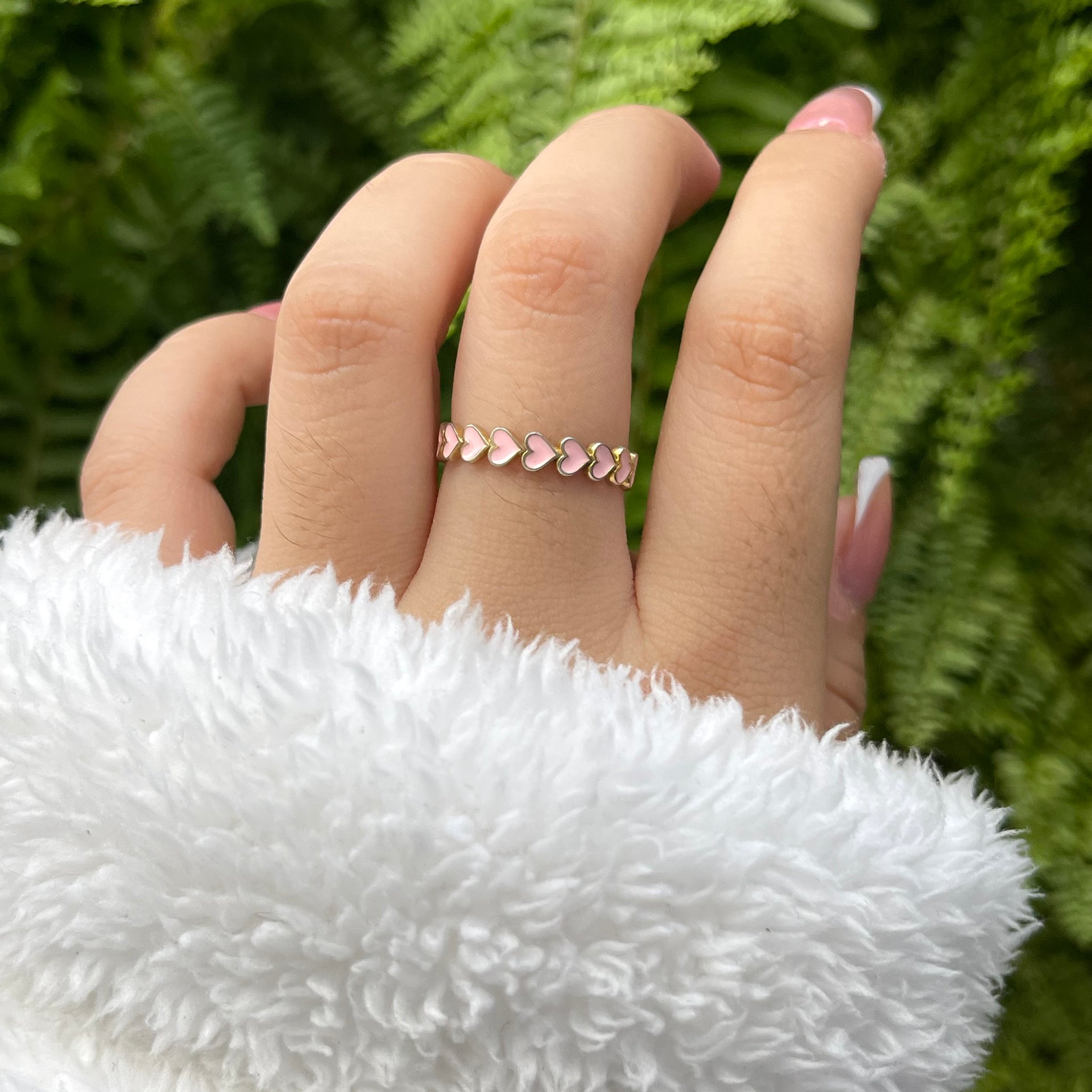 Anillo Corazones Rosados