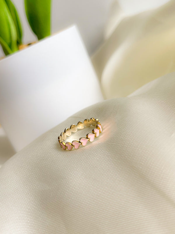 Anillo Corazones Rosados