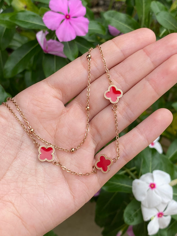 Tobillera flores rojas